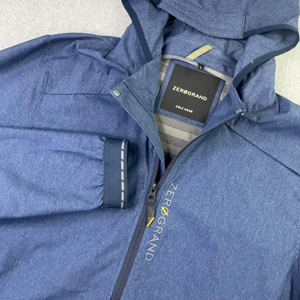 Cole Haan ZeroGrand Utility‎ Jacket Mens L Blue Zip Vented Water Wind Resistant